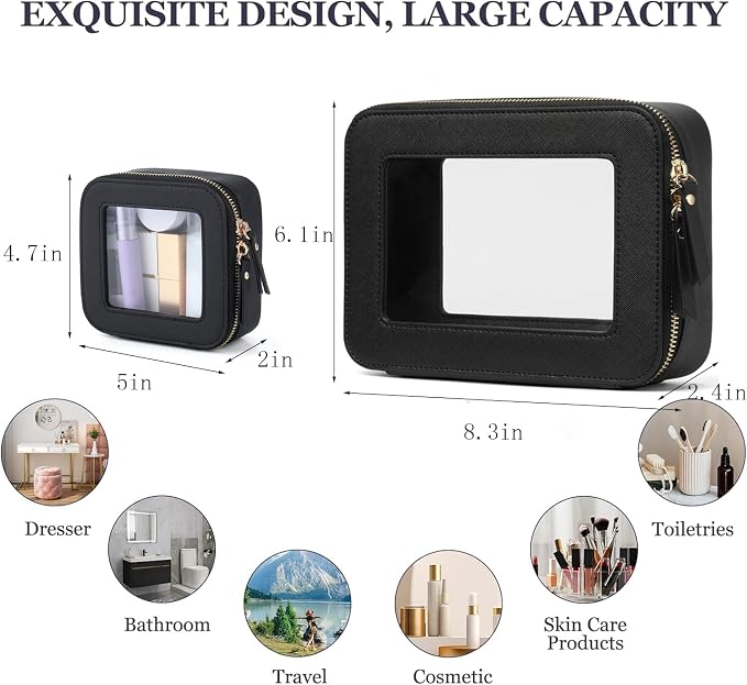 Clear Makeup Bag with Mini Cosmetic Bags,Travel Toiletry Bag for Women,Portable Cosmetic Bag Case, Transparent Waterproof Cosmetic Organizer Storage Bag for Women Men - Image 4