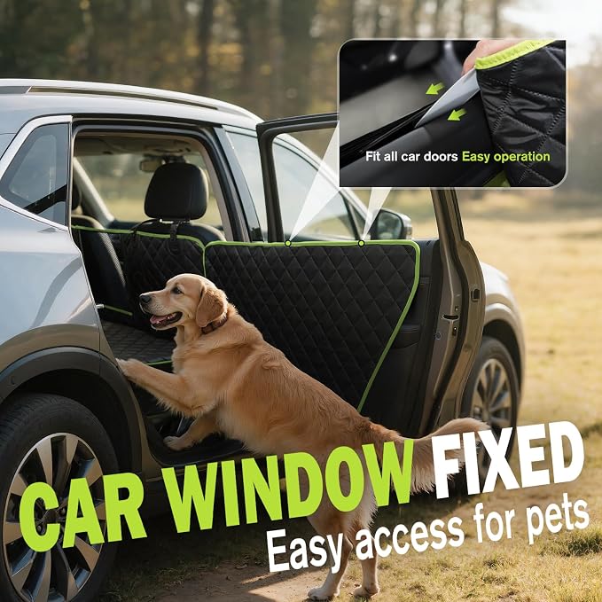 Pecute Dog Car Seat Cover for Back Seat 53.54 * 23.62 in, Car Window Fixing for Maximum Car Protection, Leather Fabric Back Seat Extender for Dogs, Waterproof & Scratch-Resistant, Support to 330 lbs - Image 2