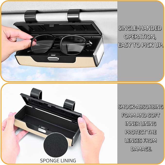 Car Sunglasses Holder for Sun Visor, Button Leather Eyeglass Hanger and Interior Storage Box - Image 5