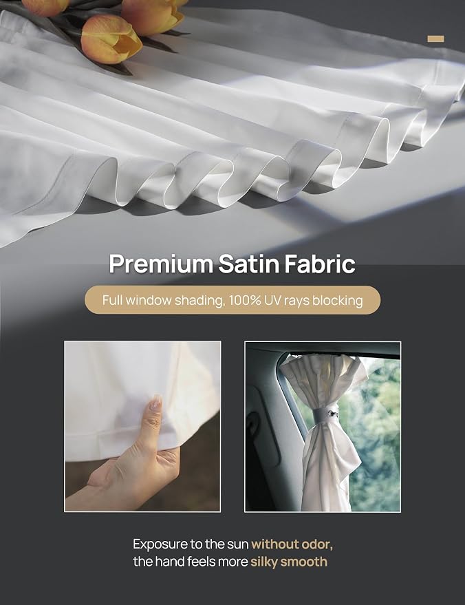 TPARTS Side Window Sunshade Curtains for Tesla Model Y 2021-2026 All Models | 4-piece blackout sun shades provide privacy and heat protection for Tesla Model Y/YL front and rear side windows - Image 5