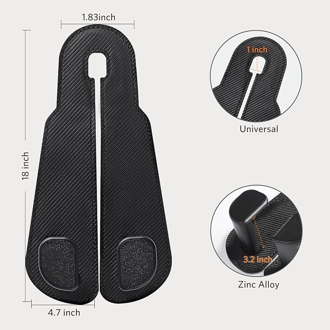 CoBak Extra Wide Car Seat Back Hooks, Premium Stitched Leather Headrest Hangers with Wide Slot Structure, Universal for Any-Width Purses, Handbags, Bags (4 Pack), Carbon Fiber Black - Image 4