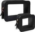 KOTORA Clear Makeup Bag Set for Women Portable Clear Make up Bag Cute Waterproof Travel Cosmetic Bag Toiletry Bag for Car Essentials Bag (Black) by KOTORARetroleatherGoods