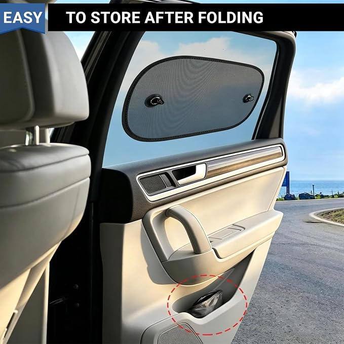 2 Pack Car Sun Shade, Universal UV Protection Sunshade for Side Windows for Side Window Sun Glare and UV Protection for Kids/Adults/Pets, Cars Suction Cup Sunshade, 20''x12'' Fits 98% Cars - Image 7