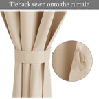 NICETOWN Biscotti Beige Living Room Blackout Curtains 63 Inches Long | Farmhouse Solid Thermal Insulated Self Adhesive Drapery Panels for Office Loft, 1 Panel, 42" x 63" - Image 4