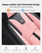 Huidasource Car Seat Covers Front Seats Luxury Nappa Leather, Front Seat Covers with Airbag, Front Storage Pocket, Lumbar Support, Cooling＆Heating, Universal Fit for Most Cars SUV Trucks, Black&Pink - Image 5