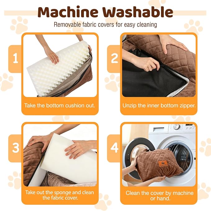 Dog Car Seat for Medium/Large Dogs up to 60LBS Memory Foam Dog Booster Seat | with Thick Cushion, Pet Car Seat for Back with Detachable Washable Cover, Storage Pockets for SUV, Pick Up, Trunk, Brown - Image 6