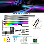 Acrylic Interior Car LED Strip Light with APP Remote Control, 175in 6 in 1 RGB Dreamcolor Neon Flexible Strip Fiber Optic LED Ambient Lighting Kits,RGB Music Lights Sync for Inside car Decorations - Image 8