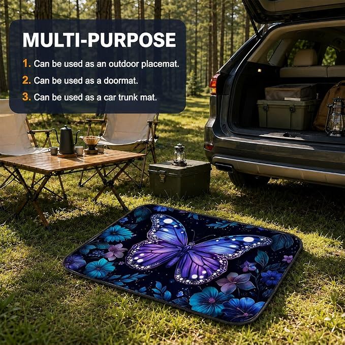 Car Trunk Mat for SUV, 29"x39" Cute Purple Butterfly Cargo Liner Protector | All Weather Universal Cargo Liners for Dogs, Car Accessory for SUVs/Sedan/Wagons, Durable Non-Slip Washable Rear Cargo Mat - Image 5