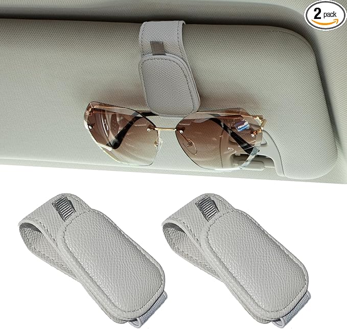 Yuoyar 2 Packs Magnetic Sunglass Holder for Car Visor (Grey) | Magnetic Interior Car Accessories by YUOYAR