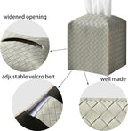 Tissue Box Cover PU Leather Tissue Holder Square Facial Tissue Case Facial Paper Organizer Dispenser for Bathroom, Vanity Countertop, Tabletop, Car, Evergreen | PU Leather，Easy to Fill, Easy Clean, Decorative Cube Tissue Box Holder for Office, Bathroom... - Image 4