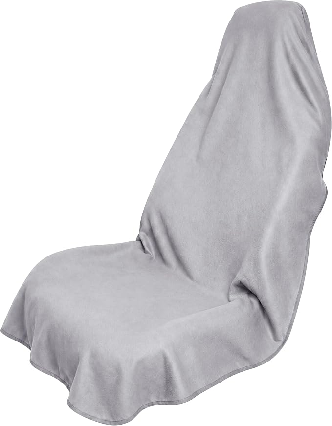 AUTOYOUTH Front Car Seat Protector, Post-Workout Gym Sweat Towel Cover | Sweatproof Breathable Gray Front Car Seat Protector For The Gym Non-Slip Universal Fit For Cars & SUVs Machine Washable by AutoYouth