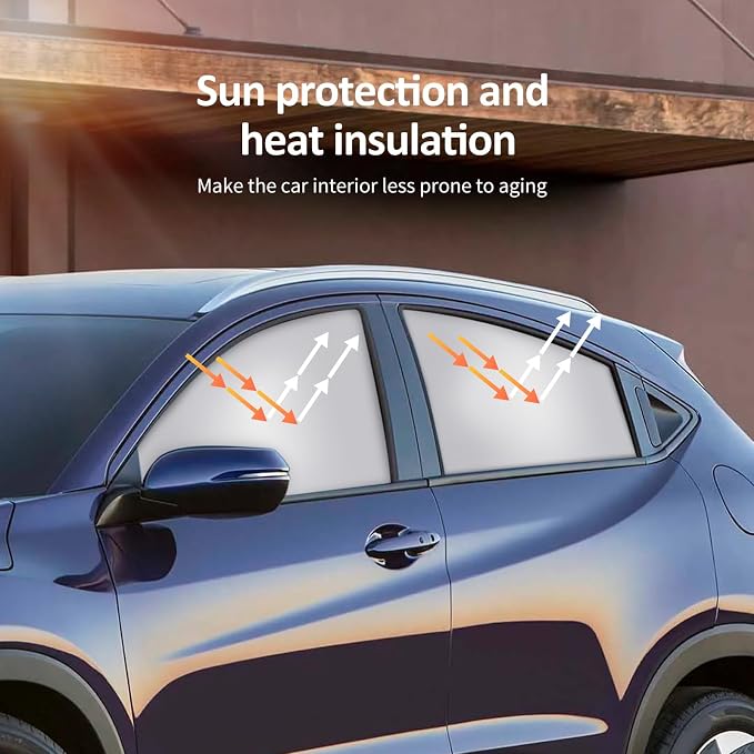 Silver Car Window Sun Shade - Side Thiken Curtain Magnetic 100% Block Light Car Window Covers with Cooler Feeling (Silver, D-Back-2pcs) - Image 2