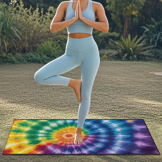 Tie-Dye Car Seat Towel with Storage Bag Colorful Tie-Dye Auto Seat Cover Protector Front Seat Only Blanket Car Auto Seat Interior Decor Sweat Towel for After Gym Running Swimming Hiking - Image 4