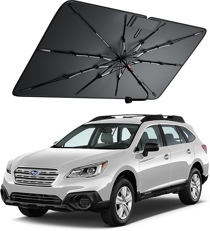 Windshield Sun Shade for Subaru Forester 2000–2026, Foldable Umbrella Sunshade with 100% UV Block, Multi-Layer Heat Insulation, Reinforced 10-Rib Frame, Keeps Car Cooler, Summer Car Accessory by Amadaw