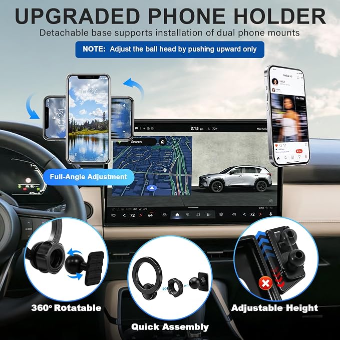 Dual-End Car Phone Holder for 2026 Mazda CX5 CX-5 Accessories 12.9 Screen | Strong Magnetic Cell Phone Mount for Magsafe iPhone, 360° Hands-Free No Air Vent Blockage Stable Stand, Not for Premium Plus - Image 5