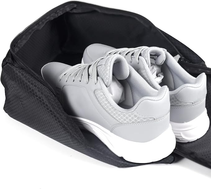 Gloppie Shoe Bags for Travel - Portable Shoes Storage Bag, Shoe Pouch, Shoe Packing Cubes for Men Women - Black | 12 x 9 x 5 in travel shoe bag with a full-opening zipper, carry handle, and fold-flat design for shoes up to US size 10 - Image 2