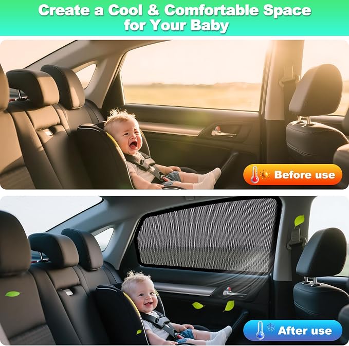 Civic Window Shades 2016-2021, Rear Side Mesh, 2PCS | Custom Fit Window Shades, Breathable Mesh Blocks UV Rays, Reduces Heat & Glare, Creates Comfort for Babies & Rear Passengers - Image 5