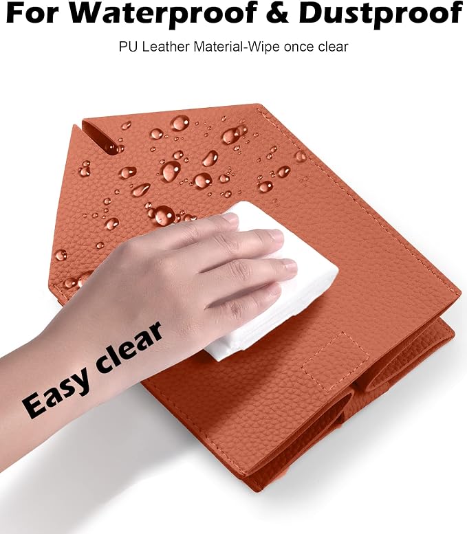 Tissue Box Cover for PU Leather, Modern Simple Solid Color Holder Square Tissue Bag, Ideal for Bathrooms,Office,Car,Outdoor Tent,Dining Table,5"X5"X5", Single Dry Rose - Image 6