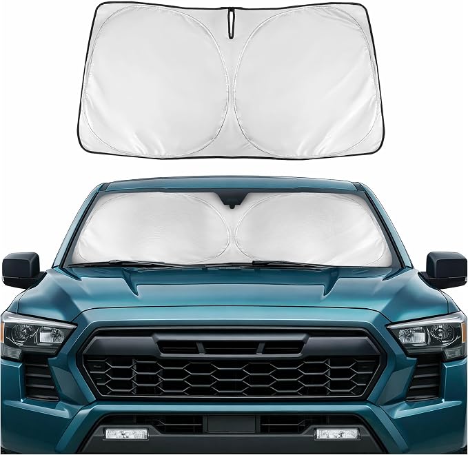 Motor Trend Custom Fit Toyota Tacoma Sun Shade for 2016-2023 2024 2025 & 2026 Toyota Tacoma Accessories Front Car Window Shades Sun Visor Cover - Windshield Sunshade for Automotive Interior Protection by MotorTrend