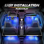 OPT7 Aura Pro Double Glow Interior Sports Car Lights with App & Remote | Ultra Bright Ambient Glow, Multicolor Double LED Strips, Car Meet Decor, 12V JDM Accessories, Music Sync Lighting, 4PC Kit - Image 3