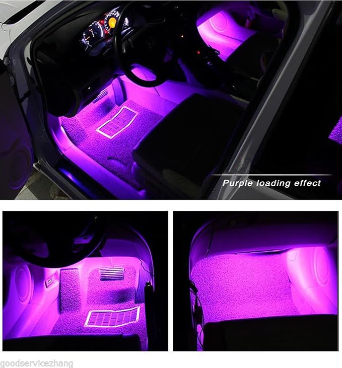 EJ's SUPER CAR 4PCS 48 LED Car Interior Lights, Pink Under Dash Light Kit | 12V Car Charger Powered, Waterproof Pink Neon Atmosphere Light Strips for Car Interior Decoration and Accent Lighting - Image 3