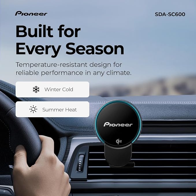 Pioneer Qi2 MagSafe Wireless Car Charger and Phone Mount | MagSafe Compatible, Air Vent Mount, Cooling Fan, RGB Illumination, Includes Metal Ring - Image 6