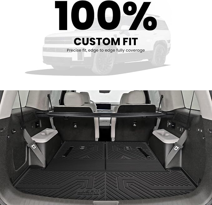 LASFIT Cargo Mats for Hyundai Santa Fe 2026 2025 2024 (Fit Gas & Hybrid) | All Weather TPE Custom Fit Cargo Trunk Mat & Backrest Mats Accessories, Black - Image 4