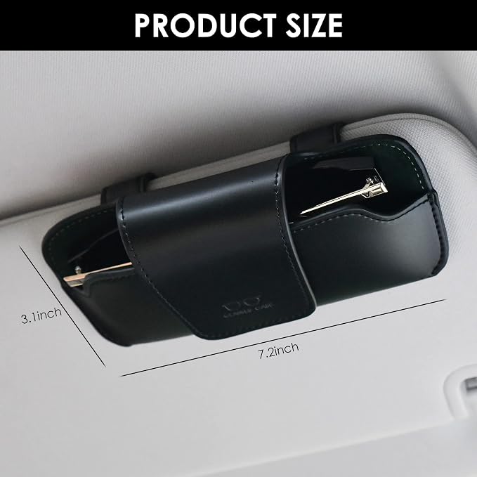 Sunglass Holder for Car Visor, Car Sunglasses Holder Leather, Eyeglasses Holder Glasses Storage Case Visor Accessories - Image 4