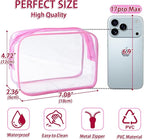 12 Pieces Clear Makeup Bags Bulk, TSA Approved Toiletry Bag Cosmetic Toiletries Pouch with Zipper, Waterproof Vinyl Plastic Organizer Case for Carry-on Travel Essentials (Pink Medium) - Image 2
