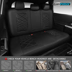 CAR PASS Luxury Nappa Leather Back Seat Covers, Piping Water Resistant Premium Perforated Leather Rear Bench Seat Covers, Breathable Backseat Cover Universal Fit for Most Sedan SUV Van Truck, Black - Image 4