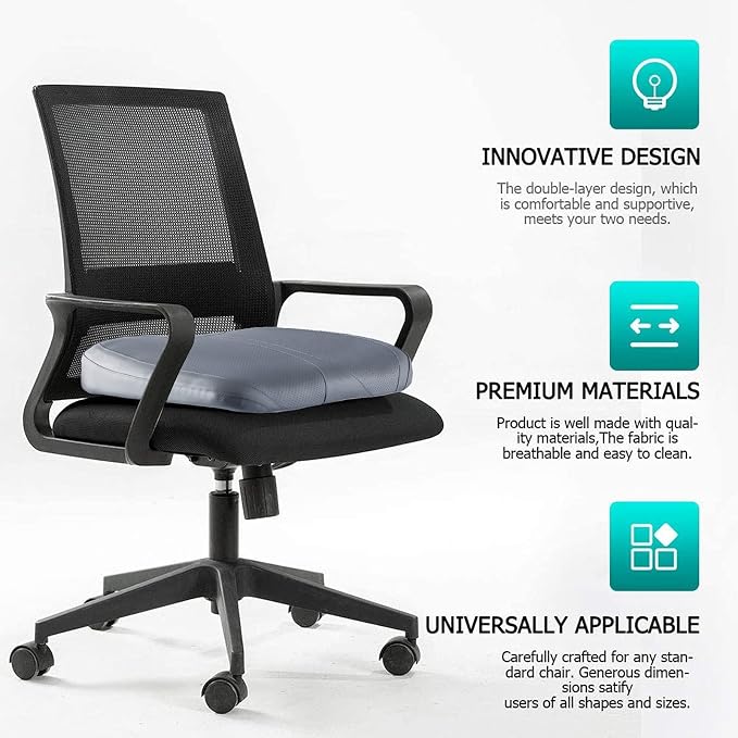Leather Car Memory Foam Heightening Seat Cushion for Short People Driving, Hip(Coccyx/Tailbone) and Lower Back Pain Relief, Adult Booster Seat for Car, Truck,SUV,Office Chair,Wheelchair. - Image 5