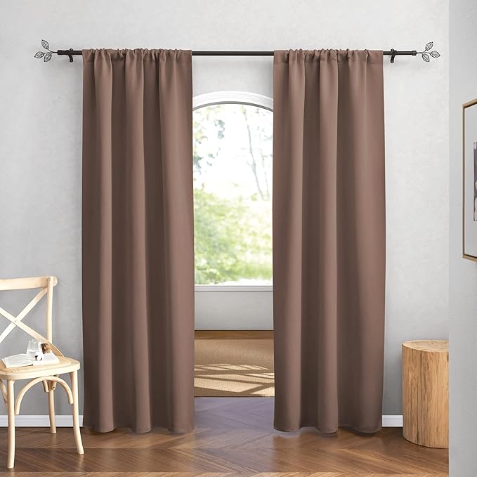 RYB HOME Blackout Curtains for Bedroom Living Dining Room 84 inches Long | Privacy Protection, Thermal Insulated, Sunlignt Heat Blocking, Drapes for Nursery Rental Room, W42 x L84, Mocha, 2 Panels - Image 2