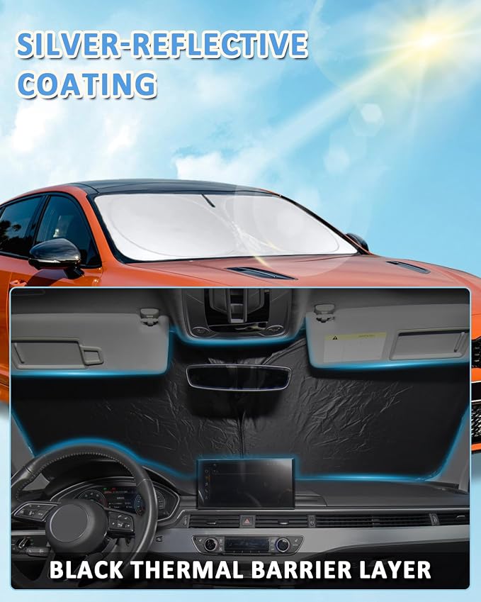 Sun Shade for Altima Windshield Sunshade fit 2013-2016 2017 2018 Nissan Altima Sedan Accessories Front Window Cover Shield Car Sun Visor Screen Protector Block UV Rays - Image 6
