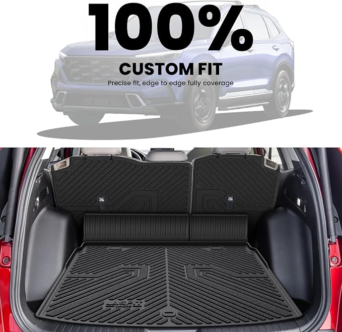 LASFIT Cargo Liner for Honda CR-V 2023-2026 (Gasoline & Hybrid & e:FCEV) | All Weather Custom Fit Anti-Slip Pet Friendly Easy Clean TPE Trunk Mat with Backrest Mat (Upper Position) - Image 4