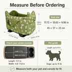 Center Console Dog Car Seat Safe Travel for Small Dogs Under 15 lbs | Detachable Washable Pet Carrier with Storage Pockets & Safety Leash, Light Green - Image 4