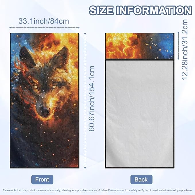 Horeset Wolf Flame Car Seat Towel Cover Soft Car Seat Protection Front Seats Automotive Protector Sports Car Towel Mat for SUV Trucks Cars Sedan Van - Image 9