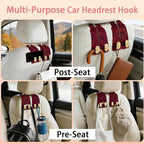 Car Hooks for Headrest: 2Pack Car Seat Back Storage Headrest Hook - Premium Leather Double Metal Hook - Purse Hook For Car Headrest - Car Headrest Hooks for Purses, Handbags, Bags -Red Leopard - Image 7