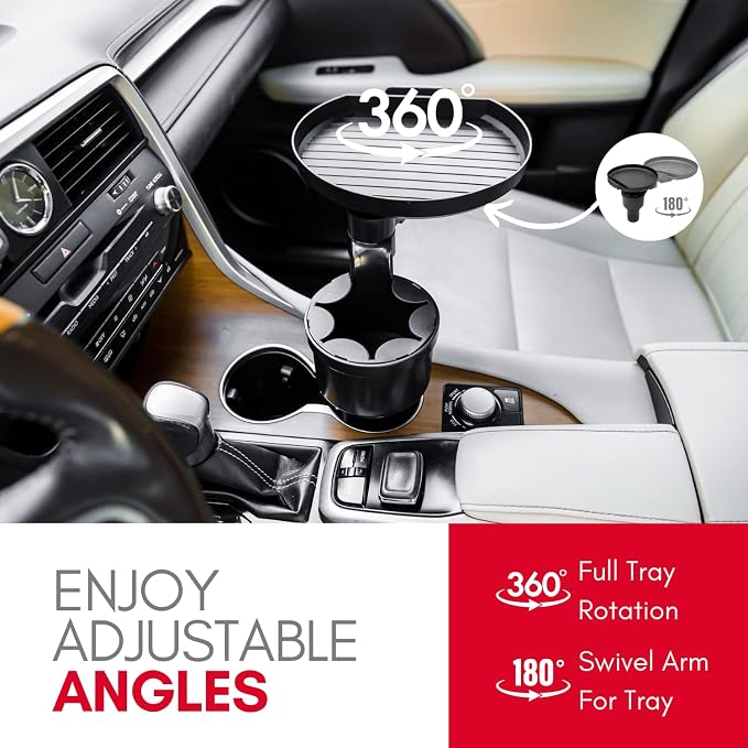 Macally Car Cup Holder Tray and Cup Holder Expander with Phone Slot - Enjoy Your Meal - 9" Car Food Tray Table and Drink Holder for Yeti, Hydroflask, etc. - Image 6