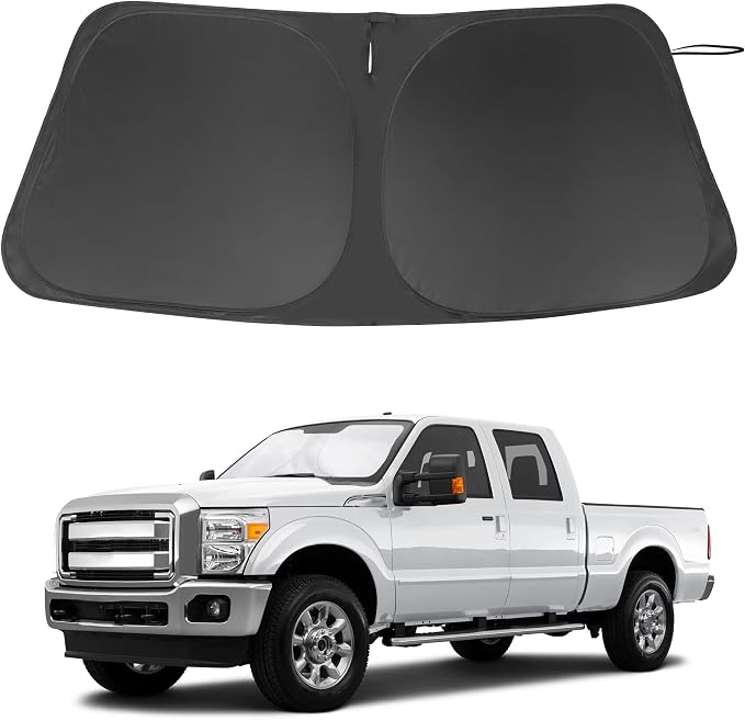 Windshield Sun Shade for 2008-2016 Ford F250 F350 Super Duty | Full covered for windshield, Foldable & Durable, Block UV Rays, Reduce Heat, Easy to install, Keep Car Cooler by LHFLIVE