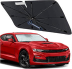 Windshield Sun Shade for Chevrolet Camaro 2010-2024 Car Umbrella Sunshade | Custom Fit Car Sun Visor with 360° Rotating Shaft, UV Protection Heat Shield Sun Blocker Heat Reflector and Easy Storage by Visufy