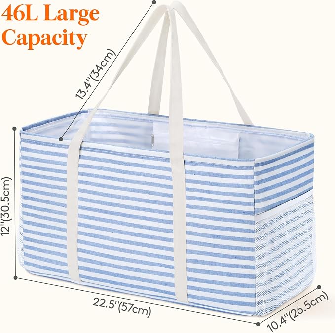 Lifewit Extra Large Tote Bag, Reusable Grocery Bags with Metal Wire Frame and Handles - Image 4