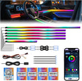 Dreamcolor Acrylic Car Ambient Lighting Kit 14 in 1 LED Interior Car Strip Lights APP Control Zoned Control System 252 Color Modes DIY Neon Wireless Sound Activated RGB Neon Light Kits New Version by WEBUPAR