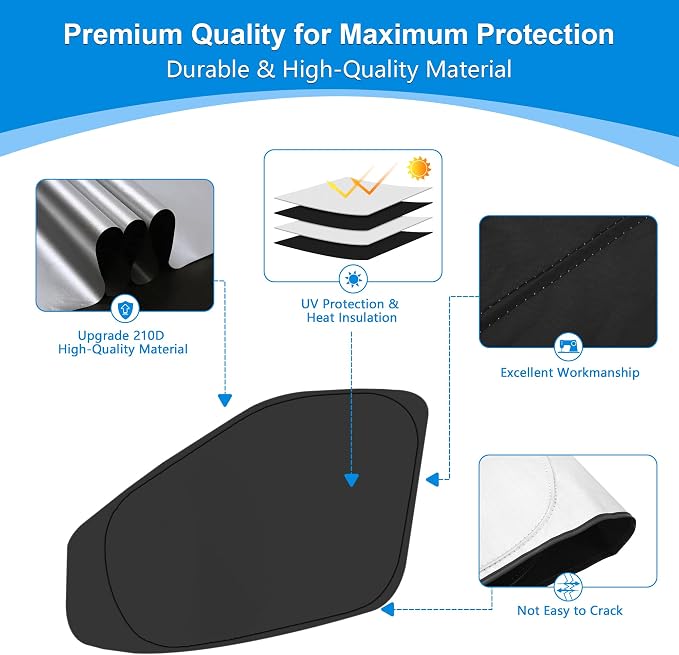 Front Side Window Sun Shade for 2015-2024 Fo-rd Transit Van High and Medium Roof Accessories, Foldable Window Sunshade Sun Visor Protector, Side Shades Sun Shield Blocks UV Ray Heat, Pack of 2 - Image 4