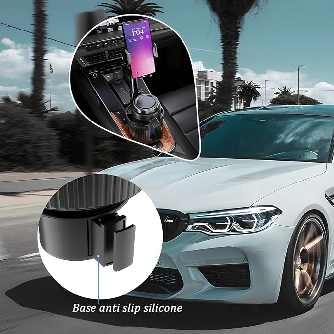 Car Cup Holder Phone Mount, 2 in 1 360° Rotation Long Arm Vehicle Cup Cell Phone Holder Expander with Adjustable Base, Automotive Drink Bottles Smartphones Stand, Universal Fit (Green) - Image 6