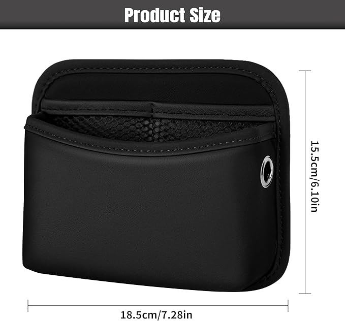 JEYODA Car Seat Side Storage Pocket, Small Organizer,PU Leather Multifunctional Console Side Organizer Bag for Phone, keys, sunglass,wallet,ect (Black) - Image 4