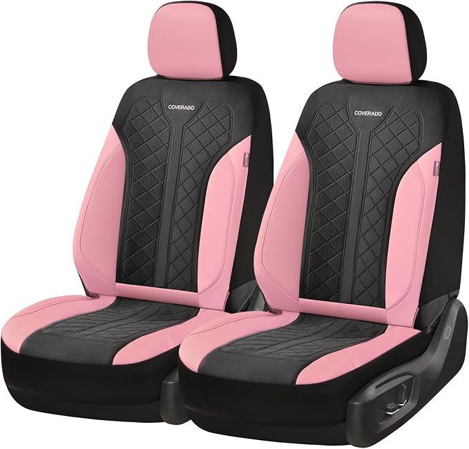 Coverado Car Seat Covers 2-Pack, Luxury Front Seat Covers, Automotive Car Seat Protectors, Pink Driver Seat Covers Universal Fit for SUVs, Trucks, Sedans - Image 6