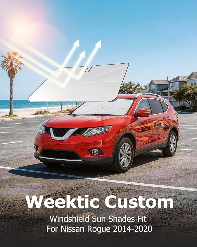 Weektic Custom Windshield Sun Shade Umbrella for Nissan Rogue 2014-2026, [Double Thickened Ice Crystal Coating] Sun & Heat Protection, Keep Vehicle Cool & Protect Interior - Image 5