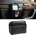 Car Seat Side Organizer, Small PU Leather Adhesive Storage Pocket, Car & Truck Interior Accessories, Auto Door Console Gap Filler, Sunglass Holder & Phone Pouch for Keys, Wallet, Cards, Pen, Black by Filavenoro