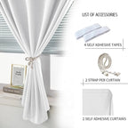 Instant Blackout Window Curtain with Reusable Adhesive, Thermal Insulated Fabric for RV Camper Small Windows, 71" W x 72" L, White, 2 Panels - Image 2