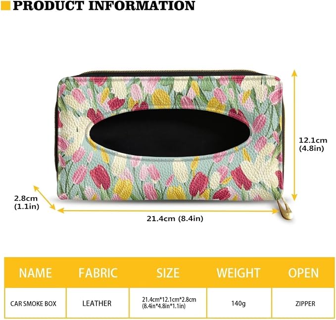 Biyejit Car Visor Tissue Holder, Tulip Flowers Car Visor Napkins Box Holder, Tissue Dispenser for Car Decoration, Suitable for Most Cars, 1 Pack - Image 6